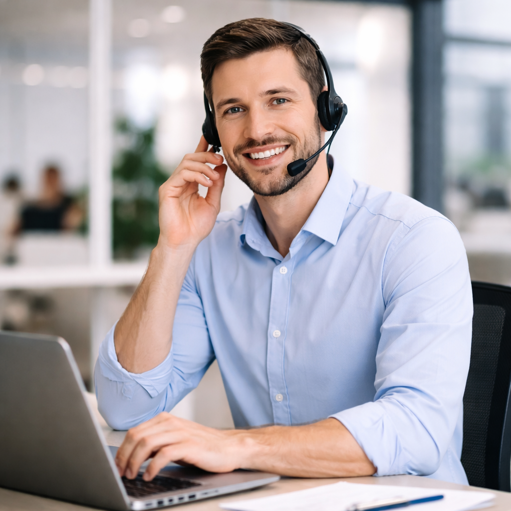Konsultant infolinii obsługujący zapytania klientów
